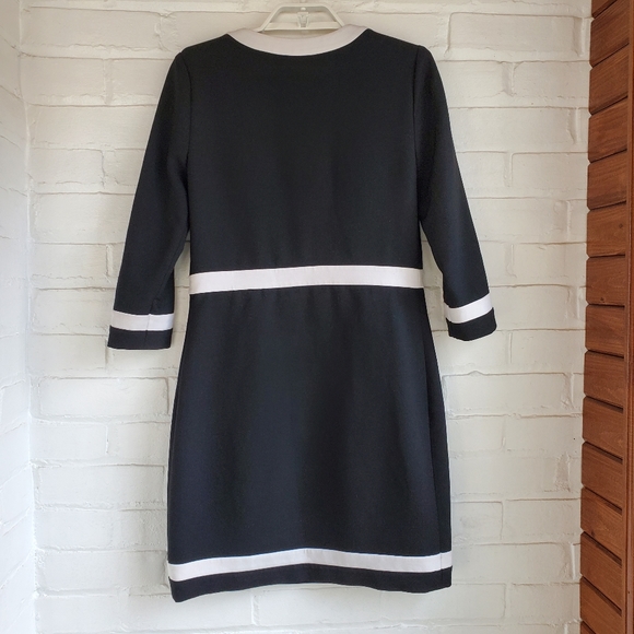 Diane Von Furstenberg DVF Black White Sheath Dress 3/4 Sleeve Size 4 - Picture 5 of 7